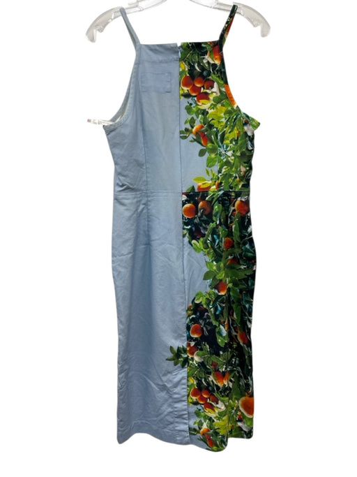 Maeve Size 8 Blue & Multi Cotton Midi Sleeveless Square Neck Dress Blue & Multi / 8