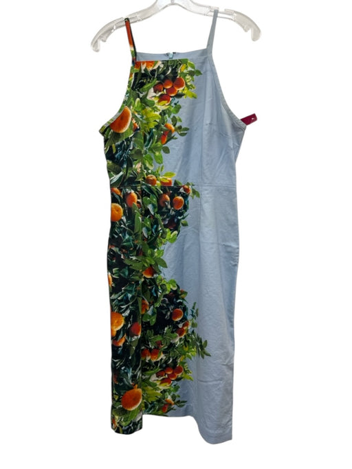 Maeve Size 8 Blue & Multi Cotton Midi Sleeveless Square Neck Dress Blue & Multi / 8