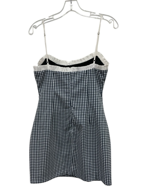 Zara Size M Navy Blue & White Cotton Gingham Tie Detail Dress Navy Blue & White / M