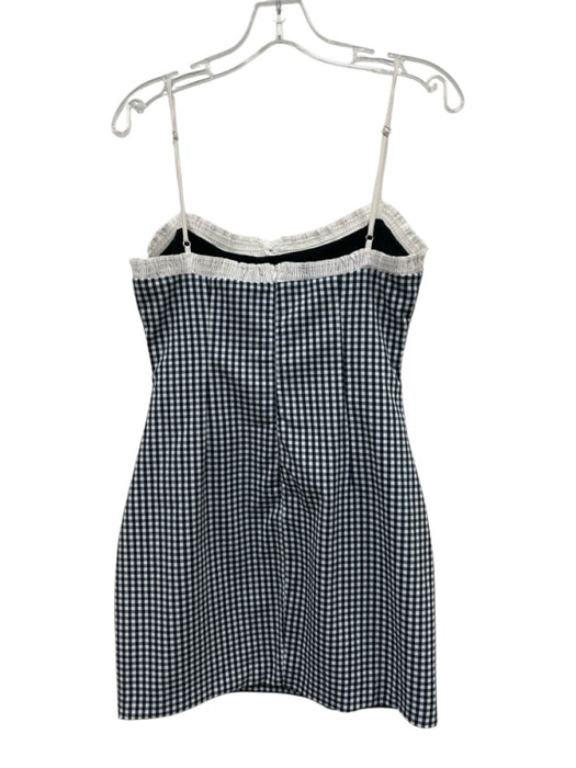 Zara Size M Navy Blue & White Cotton Gingham Tie Detail Dress Navy Blue & White / M