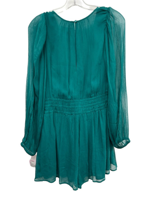 Anthropologie Size S Teal Viscose Long Sleeve Romper Teal / S