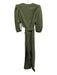 Treasure & Bond Size S Green Tencel & Cotton Puff Half Sleeve V Neck Jumpsuit Green / S
