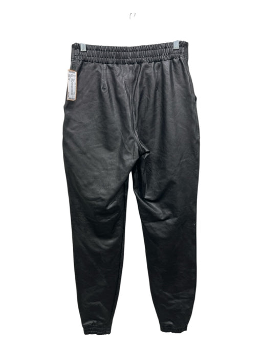 Spanx Size M Black Polyester Blend Elastic Waist Pockets Faux Leather Pants Black / M