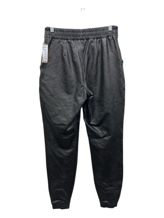 Spanx Size M Black Polyester Blend Elastic Waist Pockets Faux Leather Pants Black / M