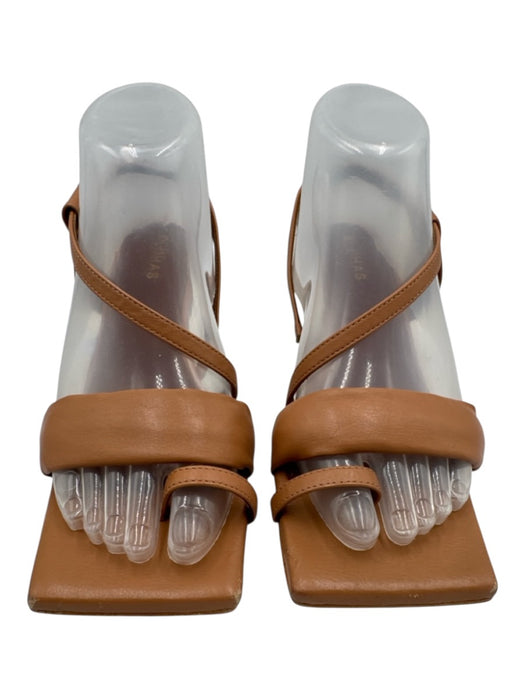 Alohas Shoe Size 37 Tan Brown Leather Upper Toe Strap Square Toe Sandals Tan Brown / 37