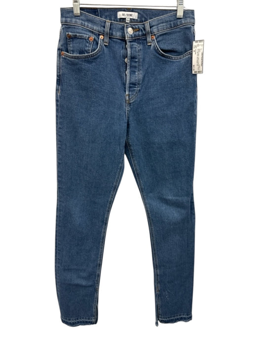 RE/DONE Size 28 Medium Wash Cotton & Polyester Button Fly High Rise Tall Jeans Medium Wash / 28