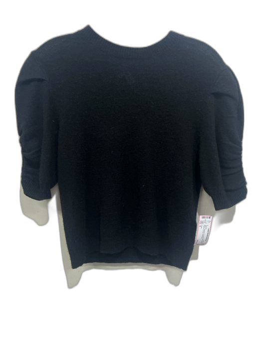 Frame Size S Black Cashmere Shoulder Pads Short Rouched Sleeve Sweater Black / S