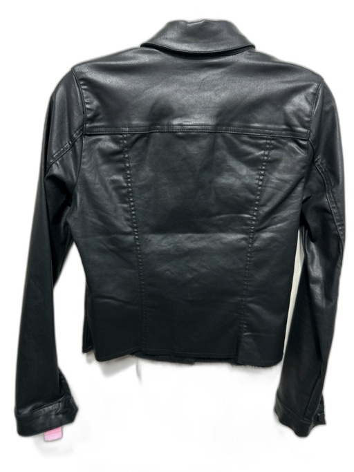 KUT Size S Black Modal & Polyester Button Up Coated Frayed Breast Pockets Jacket Black / S