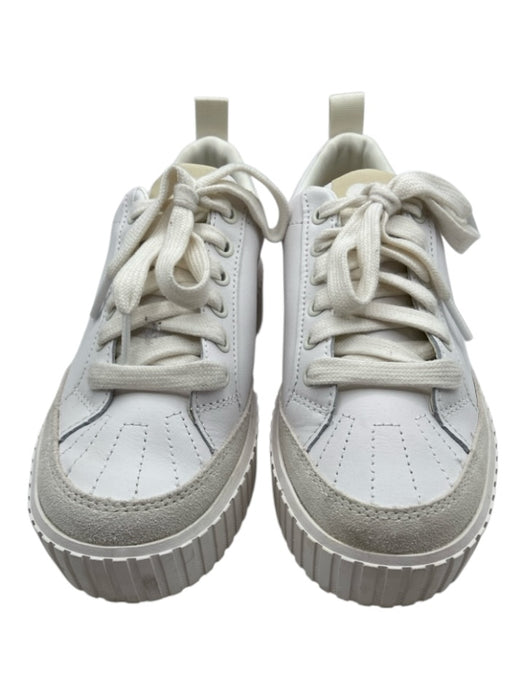 Sorel Shoe Size 8 White Leather Upper Stitch Detail Low Platform Sneakers White / 8