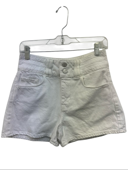 Frame Size 27 White Cotton Denim Zip Fly Pockets High Rise Shorts White / 27