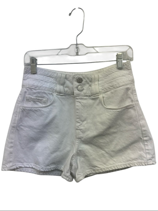Frame Size 27 White Cotton Denim Zip Fly Pockets High Rise Shorts White / 27