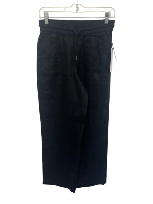 Athleta Size XXS Black Linen Elastic Waist High Waist Drawstring Wide Leg Pants Black / XXS
