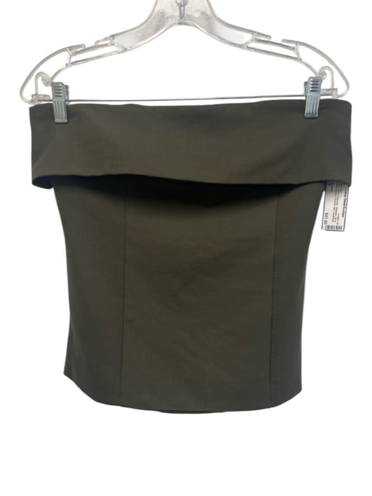 Babaton Size 8 Olive Green Polyester Strapless Zip & Hook Closure Mini Skirt Set Olive Green / 8