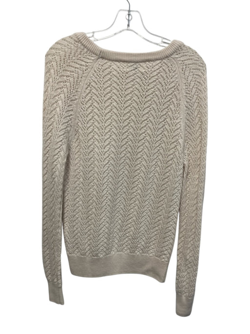 Wilfred Size S Cream Merino Wool Open Knit Crew Neck Long Sleeve Sweater Cream / S