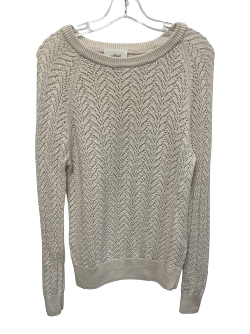 Wilfred Size S Cream Merino Wool Open Knit Crew Neck Long Sleeve Sweater Cream / S