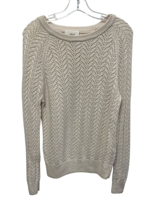 Wilfred Size S Cream Merino Wool Open Knit Crew Neck Long Sleeve Sweater Cream / S