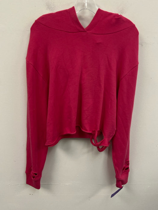 CHRLDR Size S Hot pink Pima Cotton Long Sleeve Hood distressed Crop Jacket