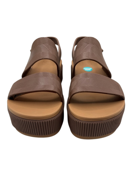 Reef Shoe Size 9 Brown Rubber Double Strap Platform Slingback Sandals Brown / 9