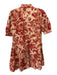 TCEC Size M Orange & Red Cotton floral print Tiered Puff Shoulder Dress Orange & Red / M