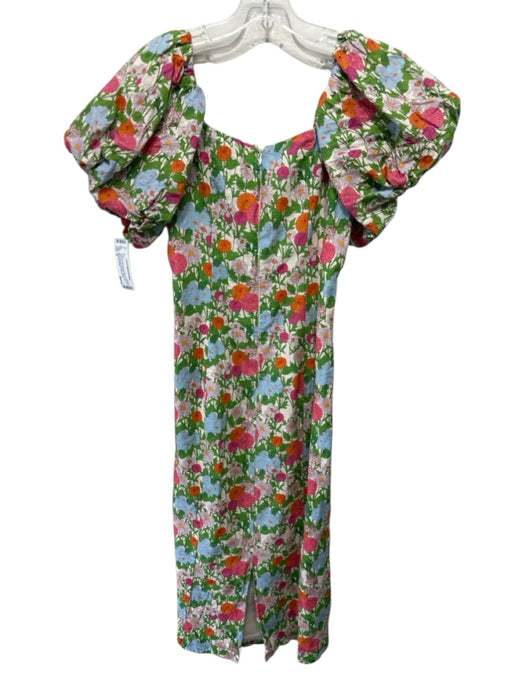 Hyacinth House Size M Cream & Multi Linen & Cotton floral print Back Zip Dress Cream & Multi / M