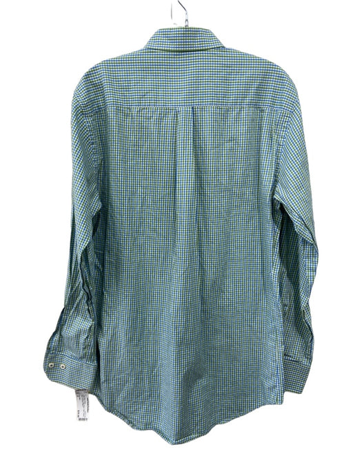 Peter Millar Size M Green & Blue Cotton Blend Plaid Men's Long Sleeve Shirt M