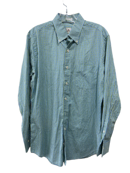 Peter Millar Size M Green & Blue Cotton Blend Plaid Men's Long Sleeve Shirt M