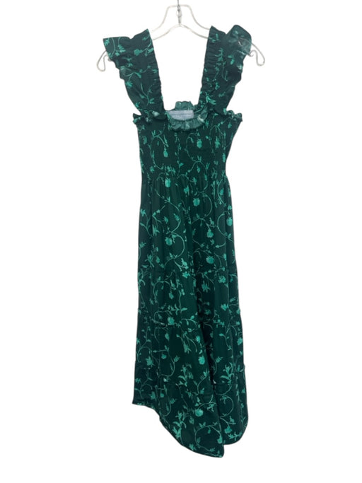 Hill House Size XS Green Cotton Sleeveless Ruffle Cap Sleeve Midi Dress Green / XS