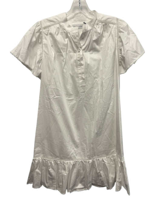 Rebecca Minkoff Size NWT White Cotton Short Sleeve 1/2 Button pleats Dress White / NWT