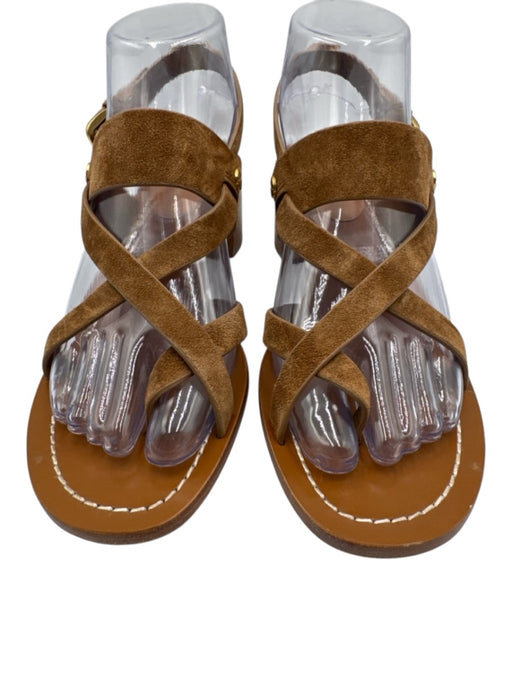 Veronica Beard Shoe Size 7.5 Brown Leather Suede Strappy Stacked Heel Sandals Brown / 7.5