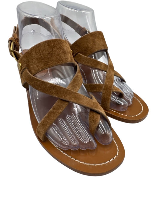 Veronica Beard Shoe Size 7.5 Brown Leather Suede Strappy Stacked Heel Sandals Brown / 7.5