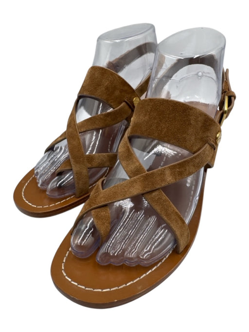 Veronica Beard Shoe Size 7.5 Brown Leather Suede Strappy Stacked Heel Sandals Brown / 7.5