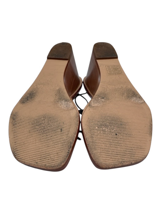 Kaanas Shoe Size 7 Black & natural brown wood Leather Strappy Knots Wedge Shoes Black & natural brown wood / 7