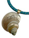 Blue & White Rope Shell Pendant Lobster Clasp Necklace Blue & White