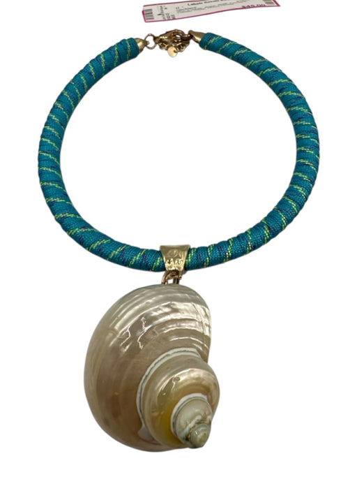 Blue & White Rope Shell Pendant Lobster Clasp Necklace Blue & White