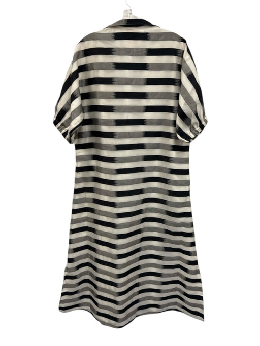 Emily McCarthy Size M Black & White Print Polyester Horizontal Stripes Dress Black & White Print / M