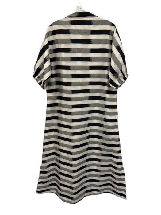 Emily McCarthy Size M Black & White Print Polyester Horizontal Stripes Dress Black & White Print / M