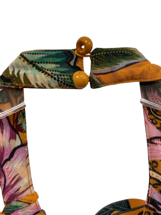 Farm Rio Size M Orange, Purple, Blue Viscose Floral Halter Dress Orange, Purple, Blue / M