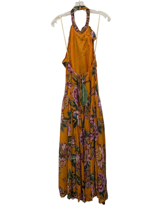 Farm Rio Size M Orange, Purple, Blue Viscose Floral Halter Dress Orange, Purple, Blue / M