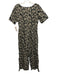 Rebecca Taylor Size 4 Dark Gray & Beige Cotton Floral Drawstring Waist Jumpsuit Dark Gray & Beige / 4
