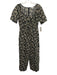 Rebecca Taylor Size 4 Dark Gray & Beige Cotton Floral Drawstring Waist Jumpsuit Dark Gray & Beige / 4