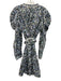 Marie Oliver Size 1 / S Blue, White, Black Cotton Puff Shoulder Above Knee Dress Blue, White, Black / 1 / S