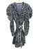 Marie Oliver Size 1 / S Blue, White, Black Cotton Puff Shoulder Above Knee Dress Blue, White, Black / 1 / S
