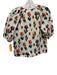 Sezane Size 36 / 38 Cream, Red, Green Cotton Half Puff Sleeve V Zip Front Skirt Cream, Red, Green / 36 / 38
