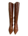 Mercedes Castillo Shoe Size 8 Brown Leather Side Zip Croc Embossed Boots Brown / 8