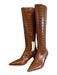 Mercedes Castillo Shoe Size 8 Brown Leather Side Zip Croc Embossed Boots Brown / 8