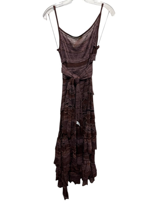 Missoni Size Est S Brown & Purple Rayon Blend Sleeveless Sheer Tiered Midi Dress Brown & Purple / Est S