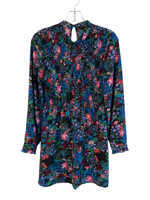 Romeo + Juliet Couture Size S Blue & Multi Polyester Round Neck Floral Dress Blue & Multi / S