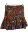 Farm Rio Size XS Black & Multi Cotton Zip Back Printed Lace Trim Skirt Black & Multi / XS