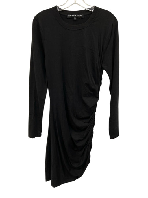 Veronica Beard Jeans Size S Black Cotton gathered side Long Sleeve Midi Dress Black / S