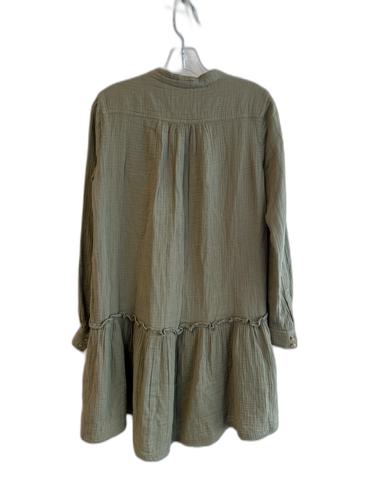 Maeve Size 2 Green Cotton Textured Button Down Long Sleeve Dress Green / 2